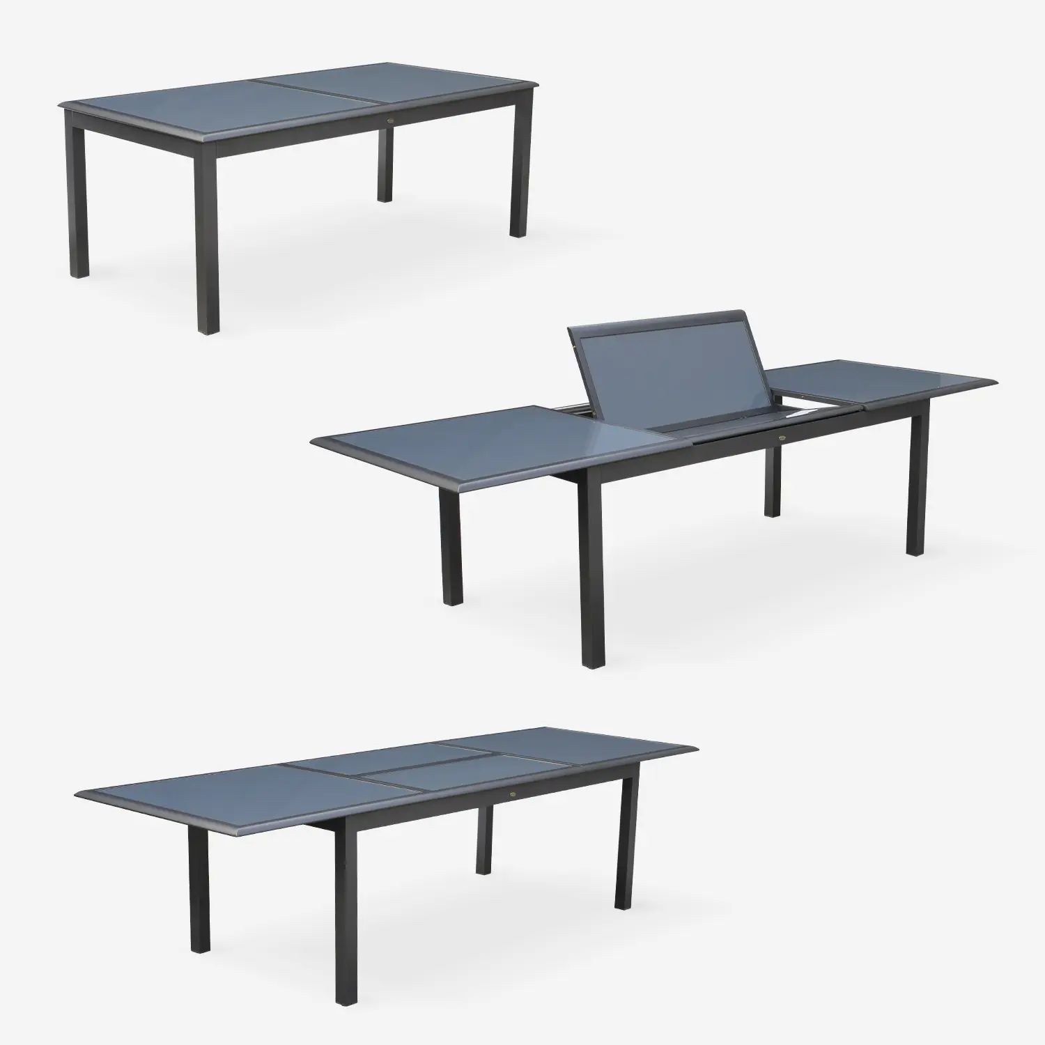 Table de jardin extensible aluminium + 8 assises