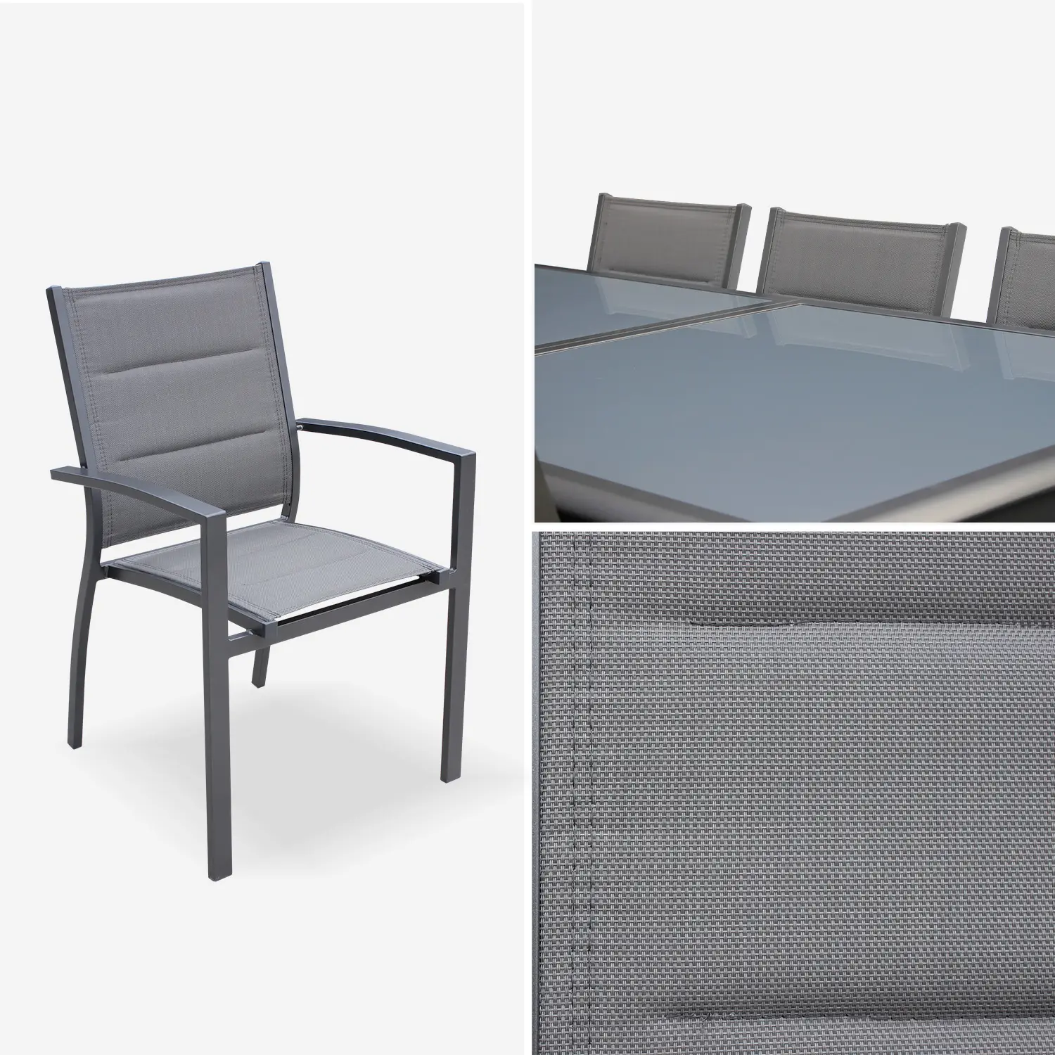 Table de jardin extensible aluminium + 8 assises