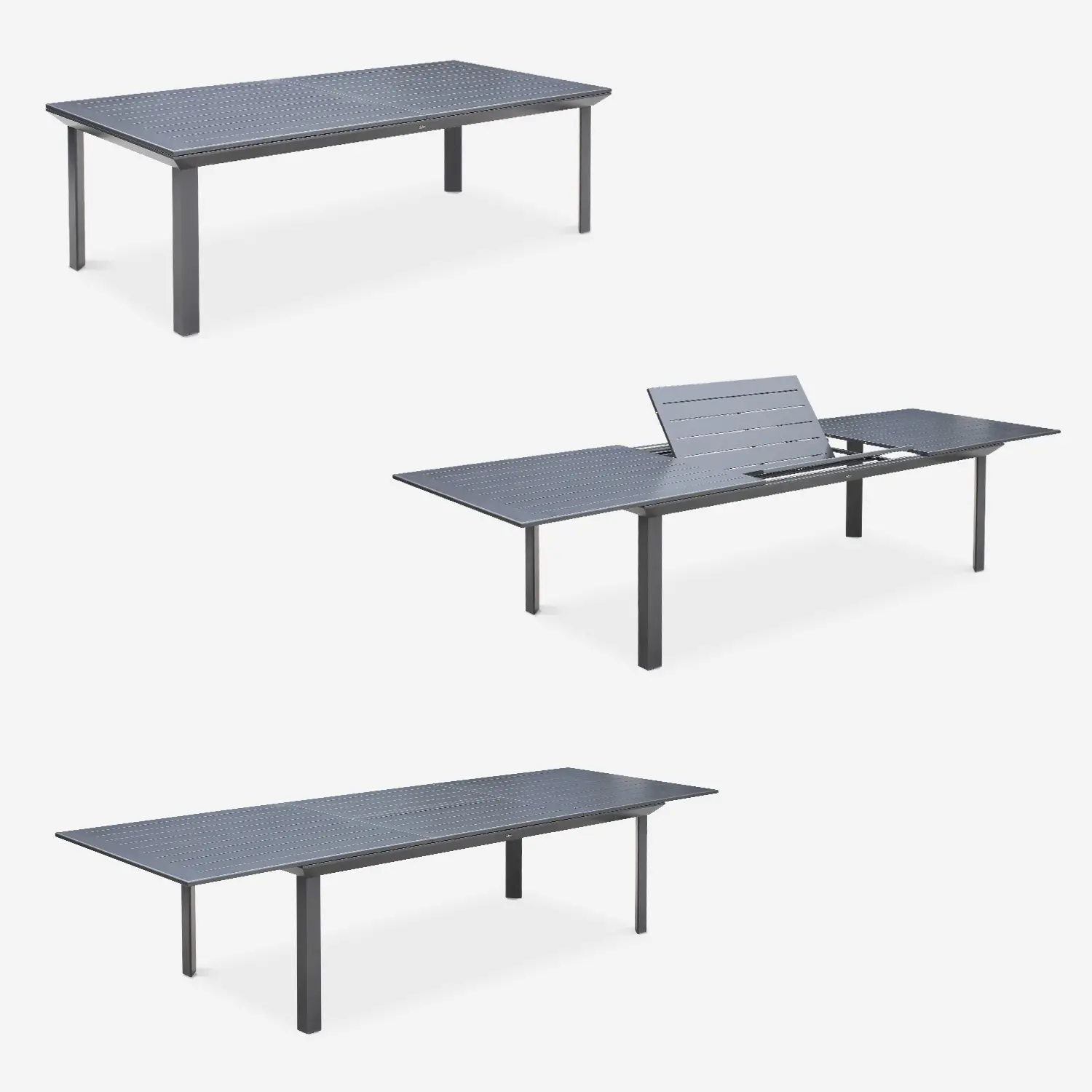 Table de jardin extensible aluminium + 10 assises