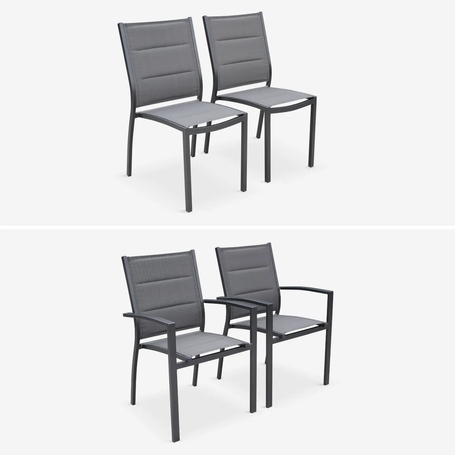 Table de jardin extensible aluminium + 10 assises