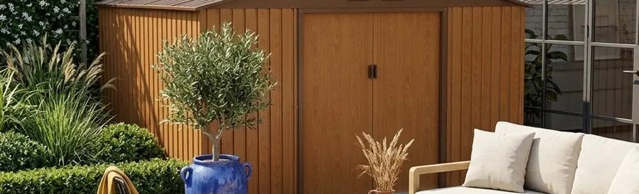 Abri de jardin dans un jardin